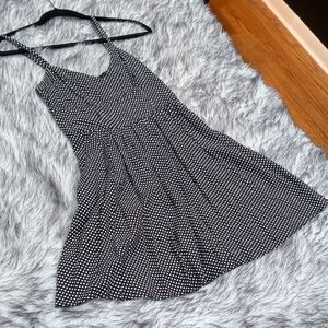 Express Black and White Polka Dot Midi Dress